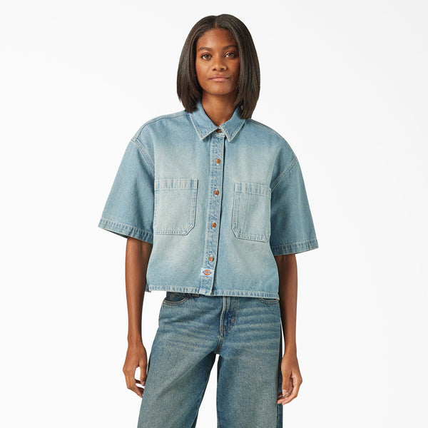 Cropped Denim Work Shirt