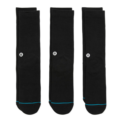 Stance Icon Crew 3 Pack Socks - Black