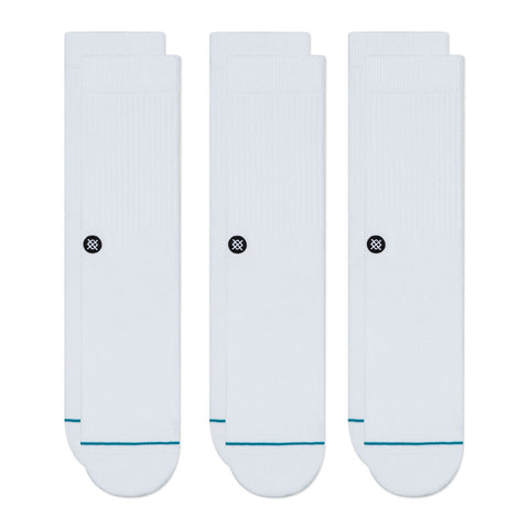 Stance Icon Crew 3 Pack Socks - White