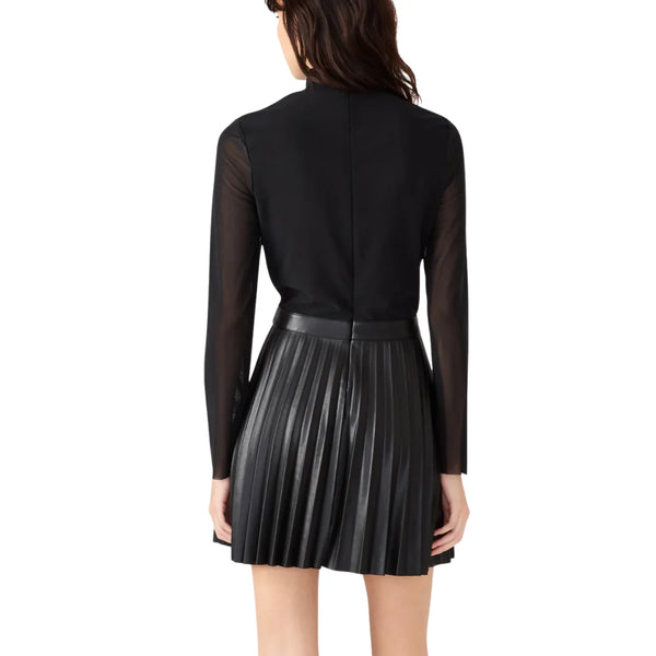 Steve Madden Women's Nevah Long Sleeve Faux Leather Minidress - Black - Mini dresses Steve Madden Women's Nevah Long Sleeve Faux Leather Minidress - Black - Mini dresses