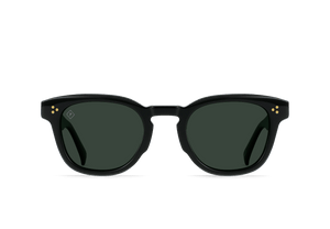 Raen Squire Unisex Round Sunglasses - Recycled Black/Green Polarized