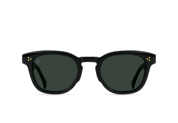 Raen Squire Unisex Round Sunglasses - Recycled Black/Green Polarized