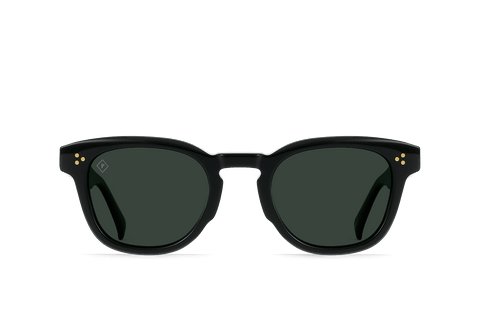 Raen Squire Unisex Round Sunglasses - Recycled Black/Green Polarized