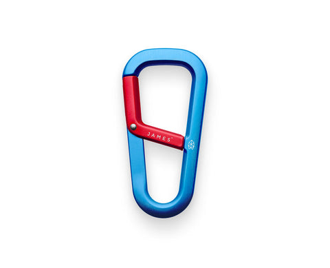 James The Hardin Aluminum EDC Carabiner - Cerulean + Red
