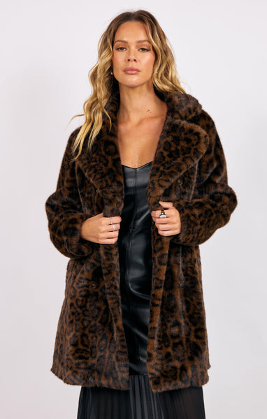Margot Leopard Faux Fur Coat