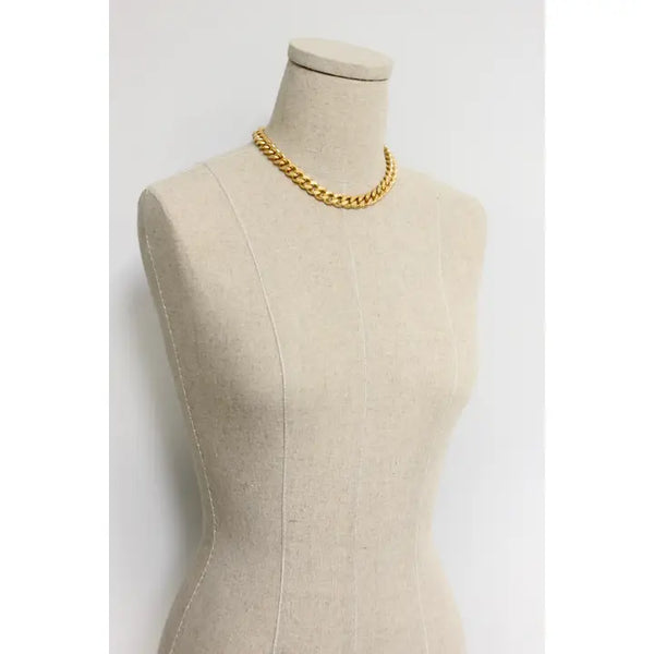 Matte Gold Curb Chain Necklace