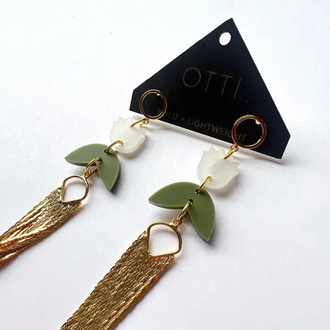 OTTI Botanical Inspired Fringe Earrings