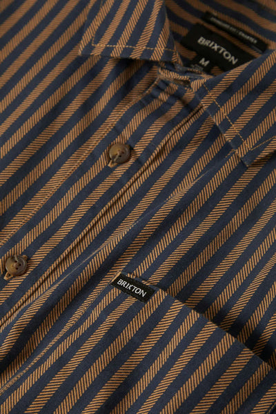 Charter Print Short Sleeve Woven Shirt - Washed Blue/Sunnaked Stripe