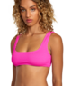 RVCA Grooves Textured Bralette Bikini Top - Fluro Pink