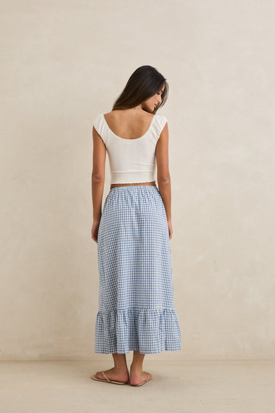 Lola Check Tiered Maxi Skirt