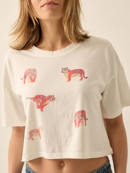 Tiger Distressed Crop Tee