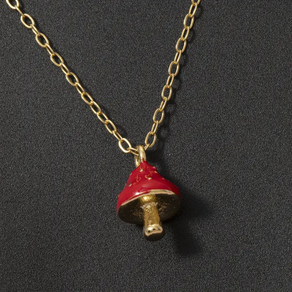 Mushroom Charm Pendant Necklace