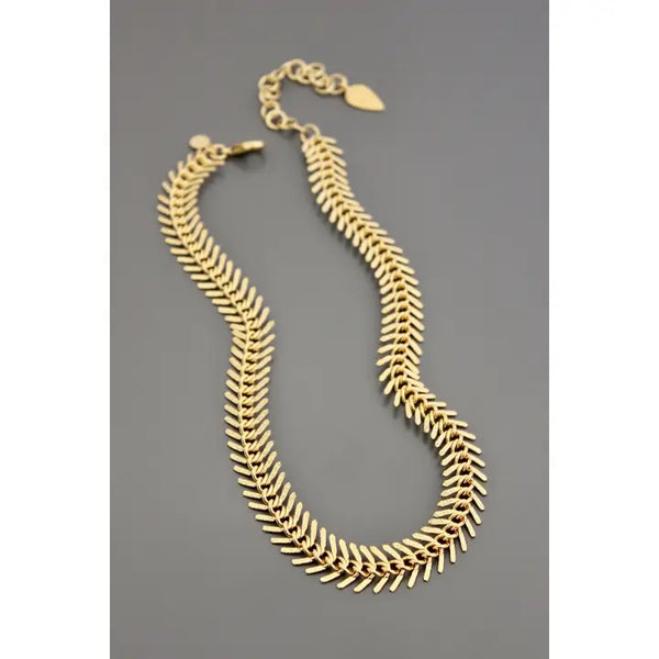Gold Fish Bone Necklace