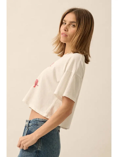 Tiger Distressed Crop Tee