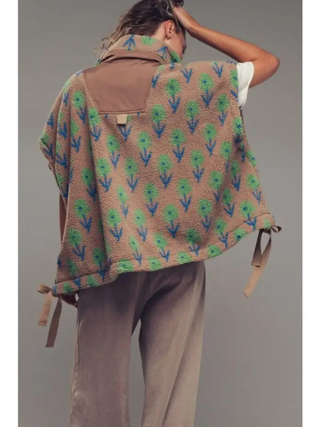Floral Sherpa Oversized Vest