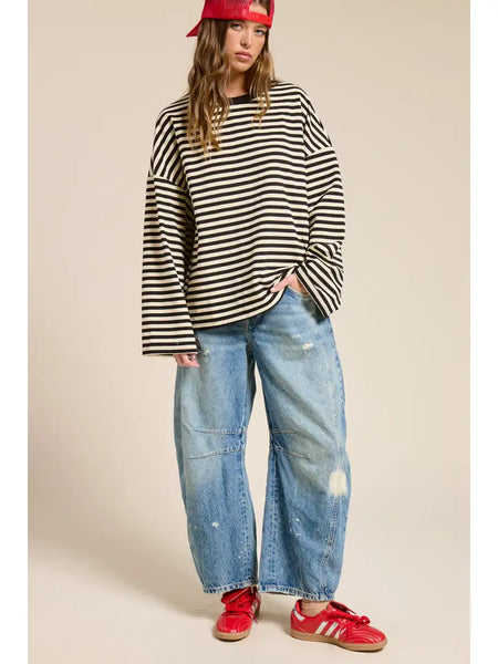 Striped Terry Oversized Shirt
