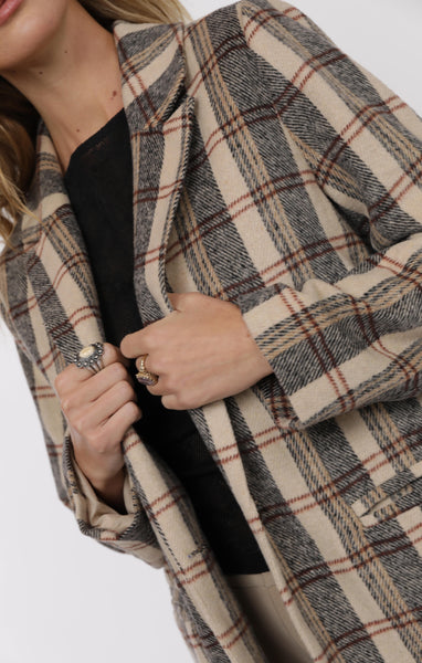 Steady Brushed Plaid Coat