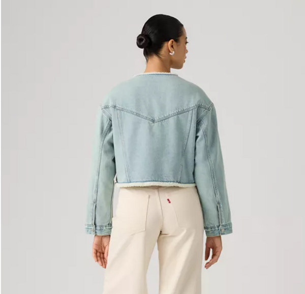 Collarless 90's Sherpa Jacket