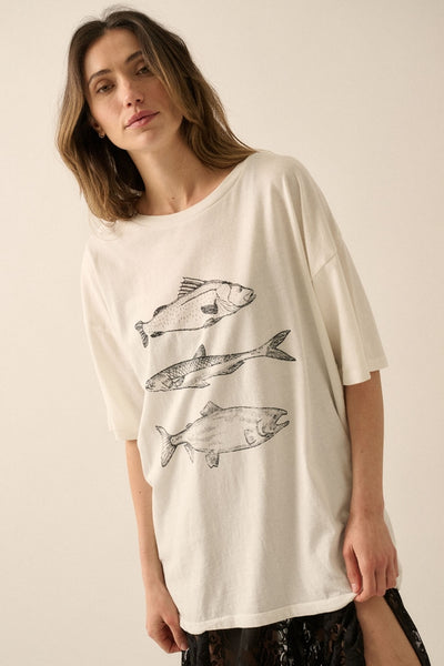 Three Fishes Oversized  Tee