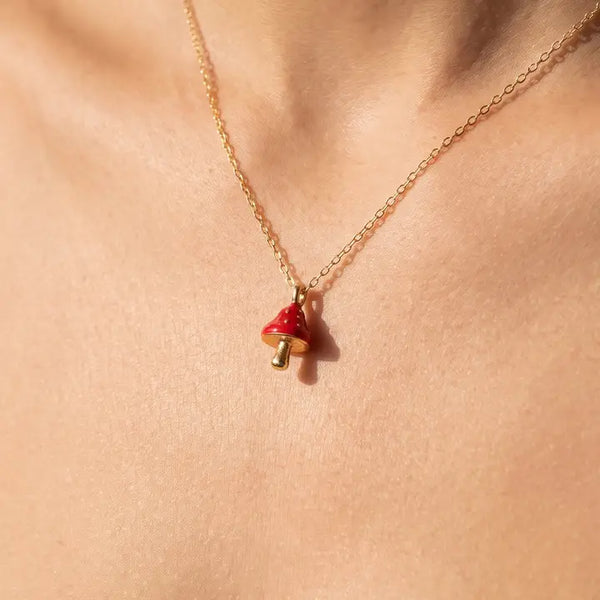 Mushroom Charm Pendant Necklace