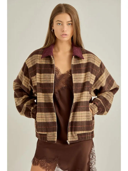 Winter Faux Wool Plaid Jacket