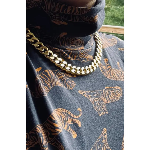 Matte Gold Curb Chain Necklace