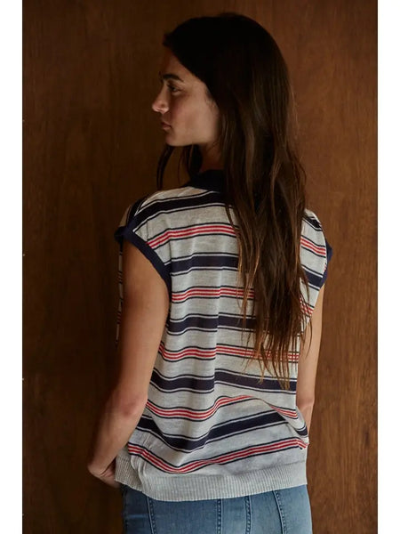 Knit Striped Collared Top