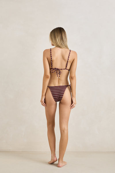 Sol Stripe Tie Side Hi Cut Bikini Bottoms