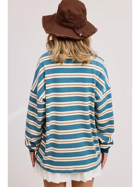 Striped Long Sleeve Polo Shirt