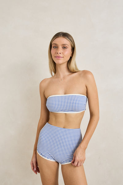 Capri Check Bandeau Bikini Top