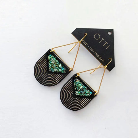 OTTI Turquoise Inlay Triangle Earrings