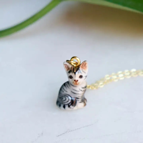 Tiny Sooki Grey Cat Necklace