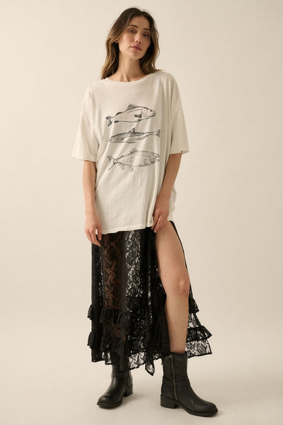 Three Fishes Oversized  Tee