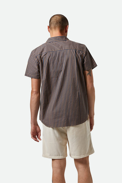 Charter Print Short Sleeve Woven Shirt - Washed Blue/Sunnaked Stripe