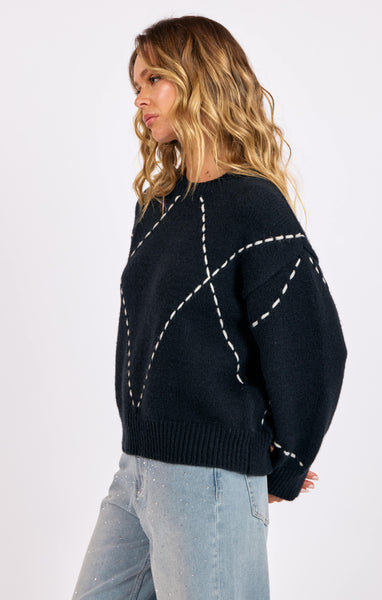 Guest List Contrast Stitch Sweater