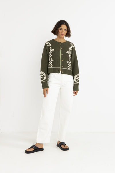 Antique Floral Crop Cardigan