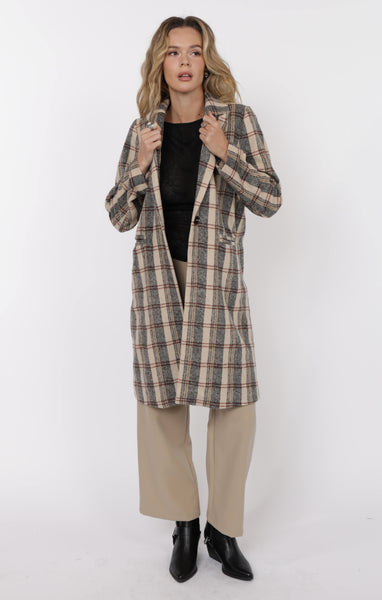 Steady Brushed Plaid Coat