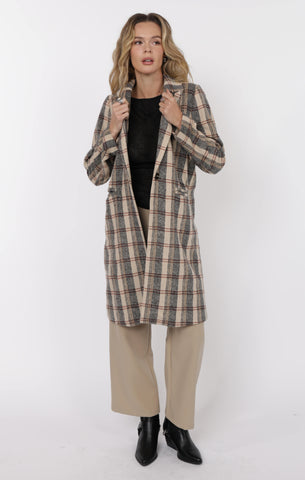 Steady Brushed Plaid Coat