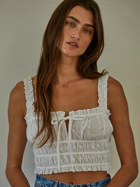 Woven Sweetheart Sleeveless Top