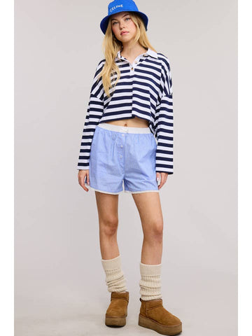 Striped Cropped Polo Shirt