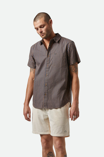 Charter Print Short Sleeve Woven Shirt - Washed Blue/Sunnaked Stripe