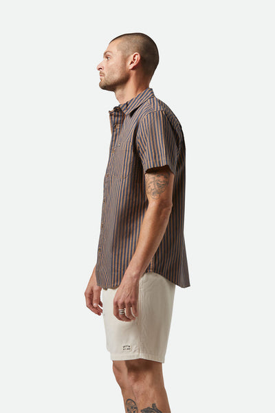 Charter Print Short Sleeve Woven Shirt - Washed Blue/Sunnaked Stripe