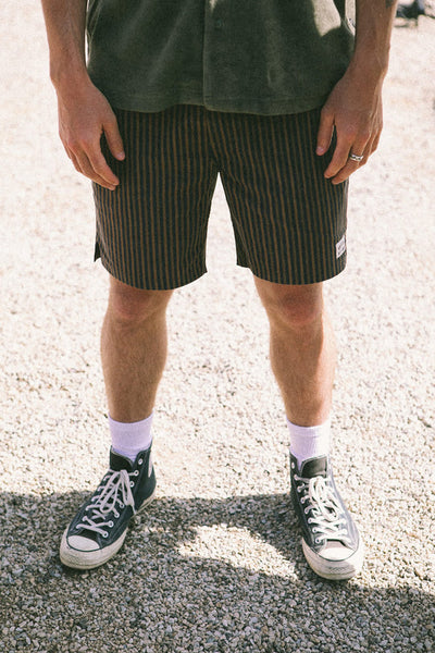 Everyday Hybrid Short 5.5" - Washed Navy/Sunbaked Herringbone