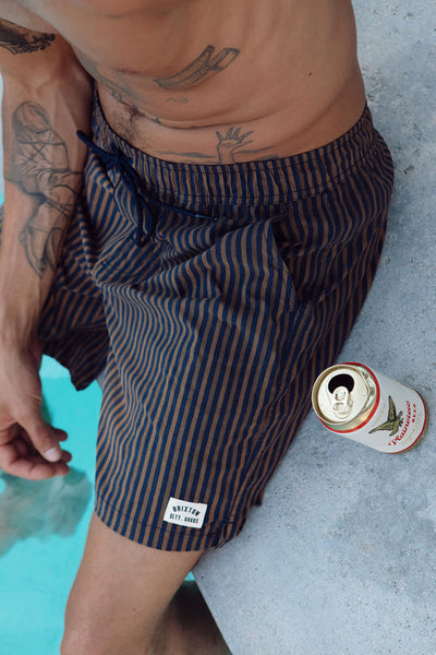 Everyday Hybrid Short 5.5" - Washed Navy/Sunbaked Herringbone