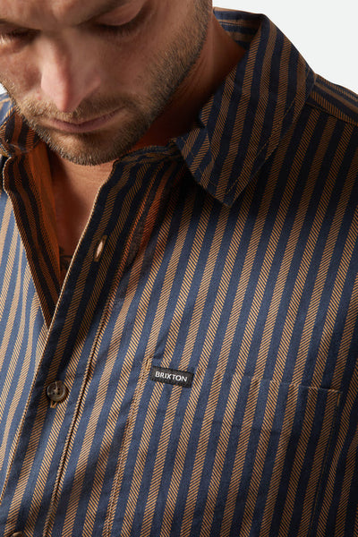 Charter Print Short Sleeve Woven Shirt - Washed Blue/Sunnaked Stripe