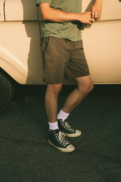 Everyday Hybrid Short 5.5" - Washed Navy/Sunbaked Herringbone