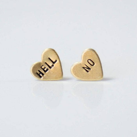 Grey Theory Mill Hell No, Heart Earrings