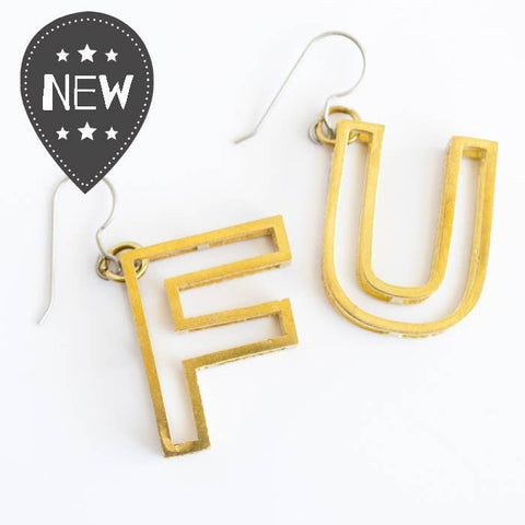 Grey Theory Mill F U Dangle Earrings