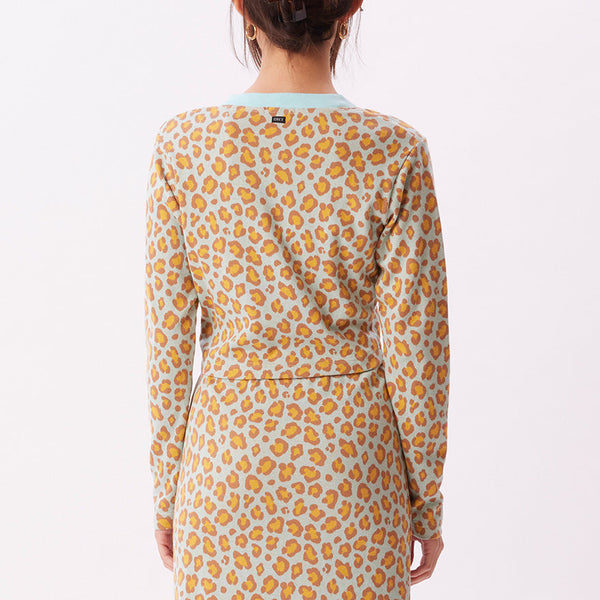 Obey Womens Leopard Cardigan Sweater - Soap Suds