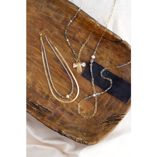 Splendid Iris Long Link Chain Necklace - Gold